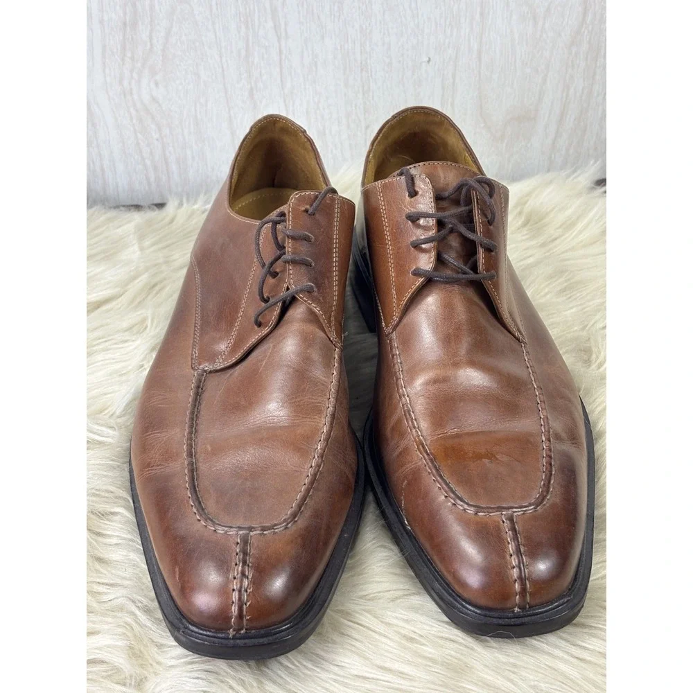 Cole Haan Dress Shoes Mens 15M Brown Leather Split Apron Toe Oxford Derby